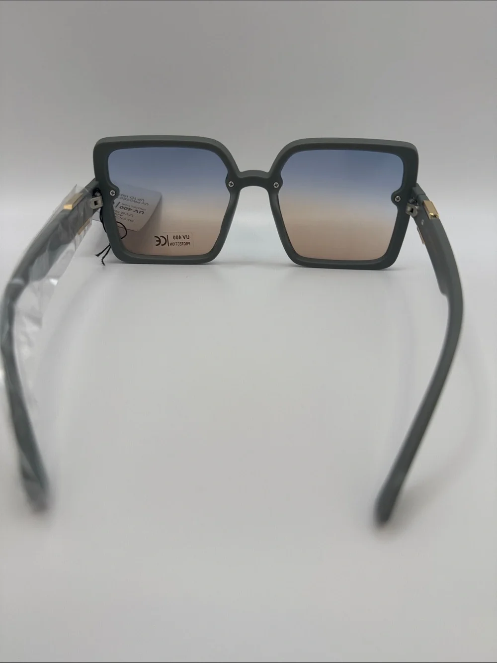 Square Gradient Lens Women's Sunglasses - Black Frame, Brown-Blue Gradient